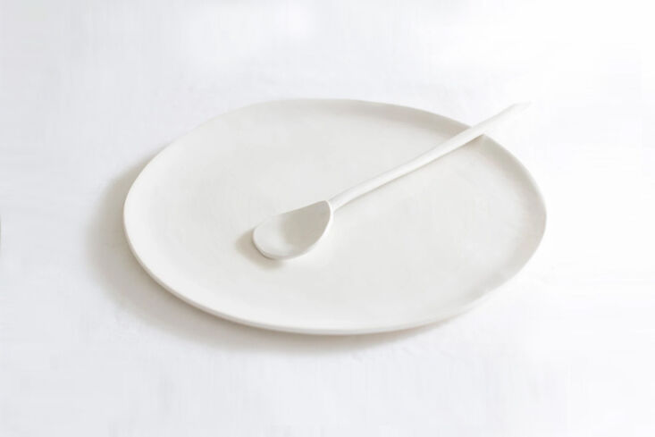 White porcelain handmade platter with irregular organic edges by LooksLikeWhite.