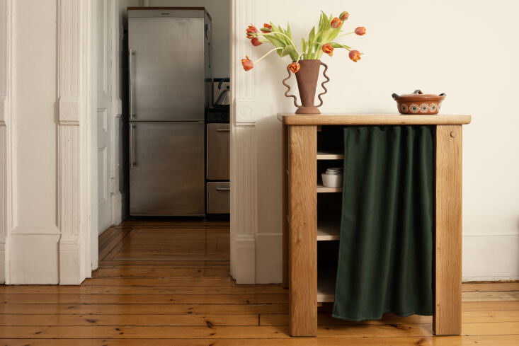 The Hearthlet Island with a butcher-block top, designed for smaller kitchen footprints.