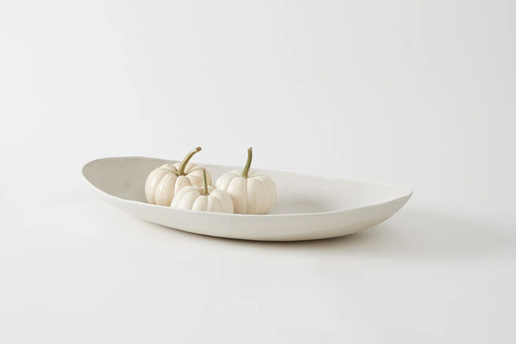 An extra-large 28-inch Powder White oval dish by Christiane Perrochon.