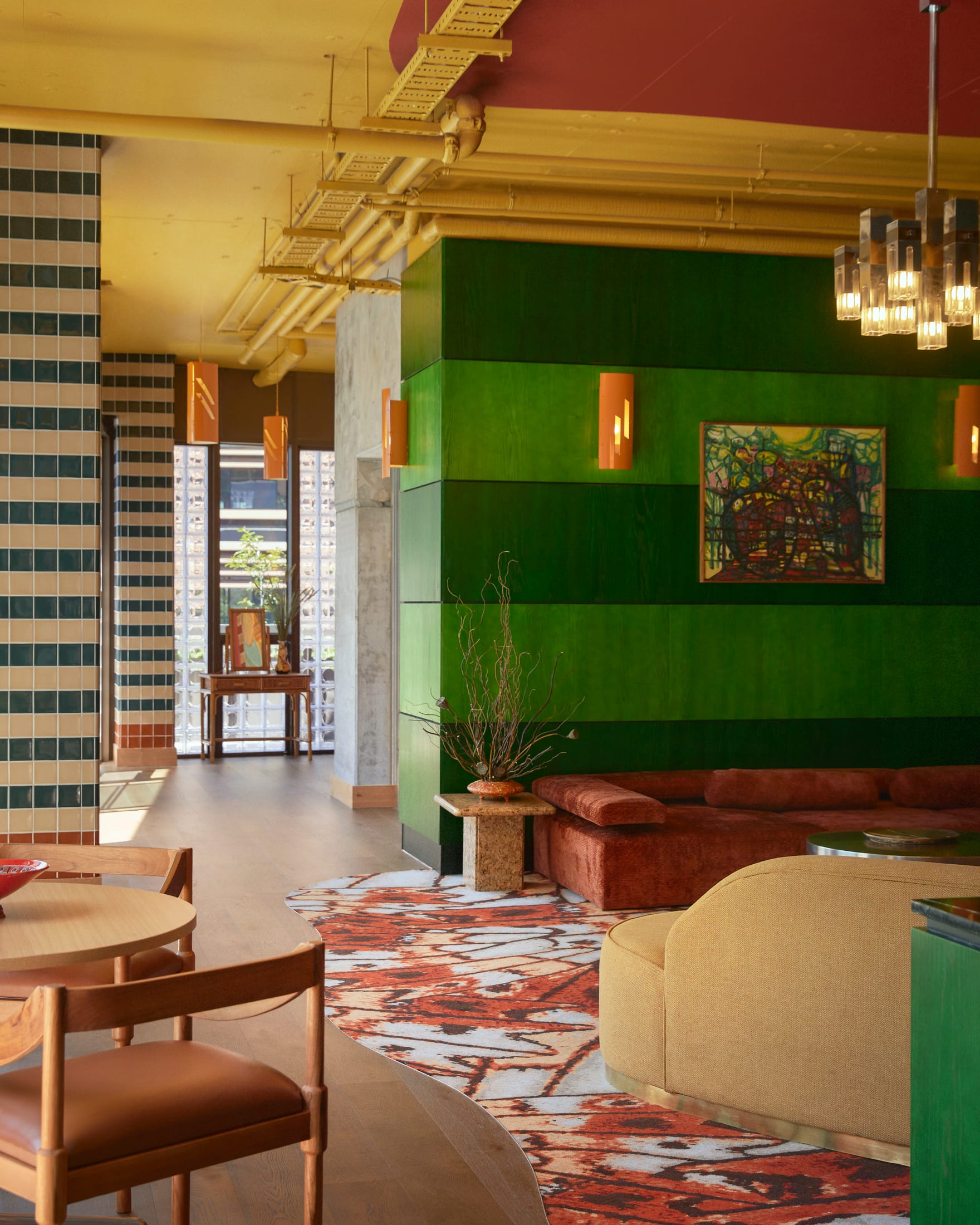 A staircase view showing the vertical transition between levels in the Melbourne hotel.