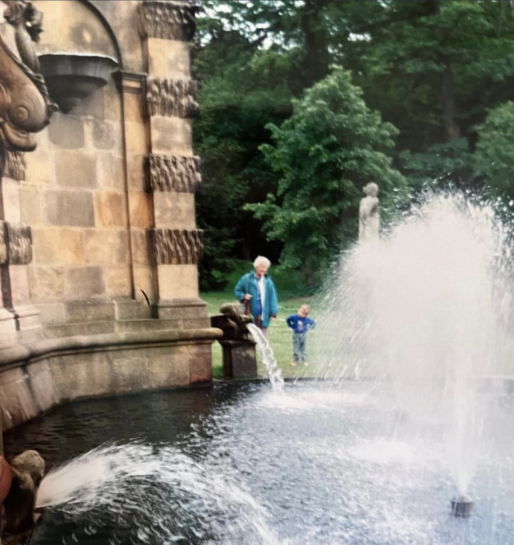 A nostalgic photograph of a young Arthur Parkinson with his grandmother at Chatsworth House.