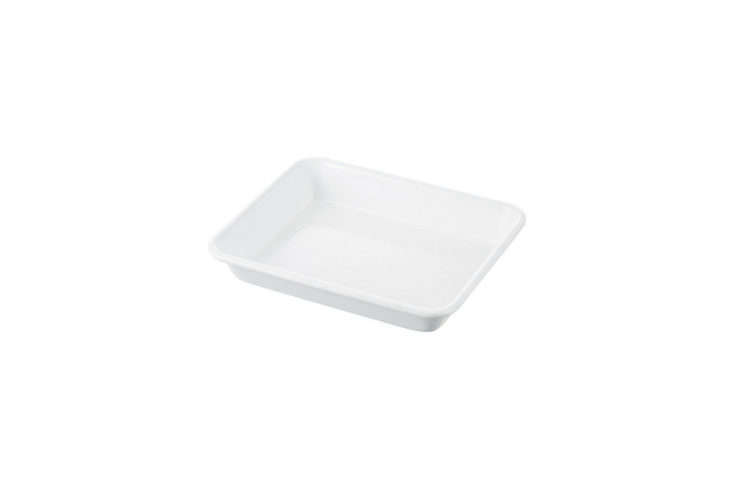 Large white enamel tray with a minimalist design.