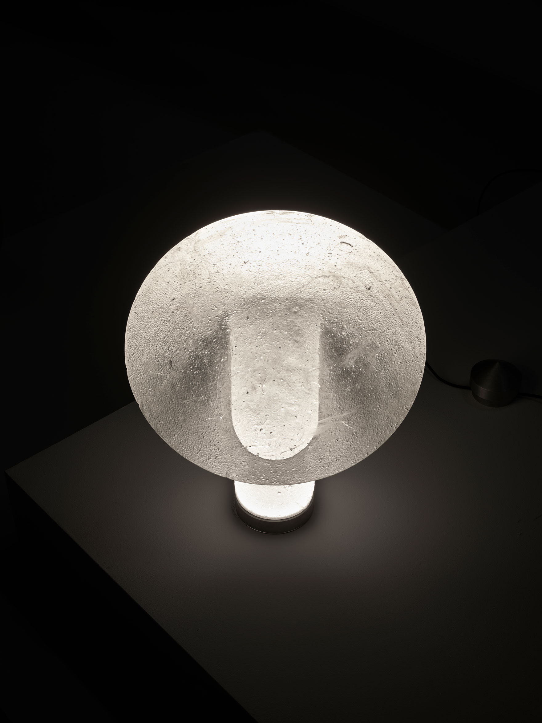 Ross Gardam Relic table lamp made of heavy cast crystal and glass.