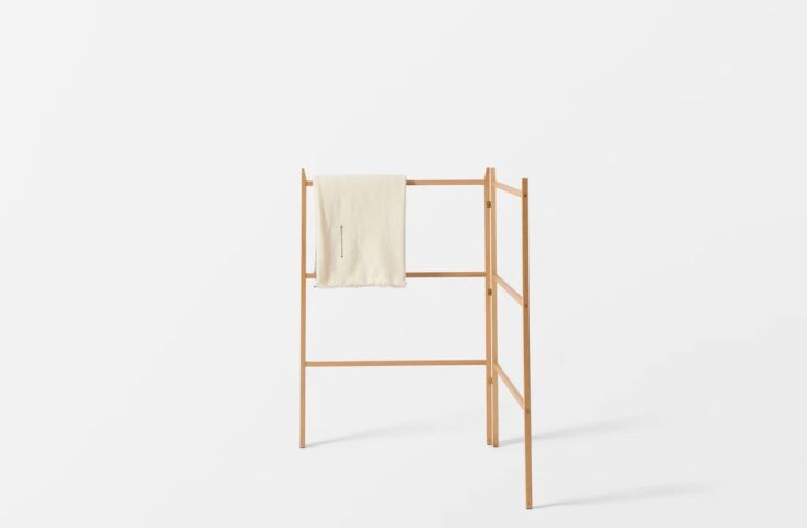 Close-up of the Masashi Ifuji Towel Rack made from handcrafted white oak.