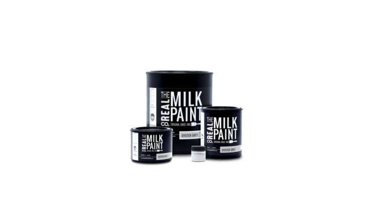 A sample of Oyster Grey milk paint from The Real Milk Paint Co.