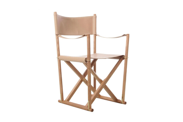 A classic folding chair with oil-treated beech wood frame and natural canvas seat.