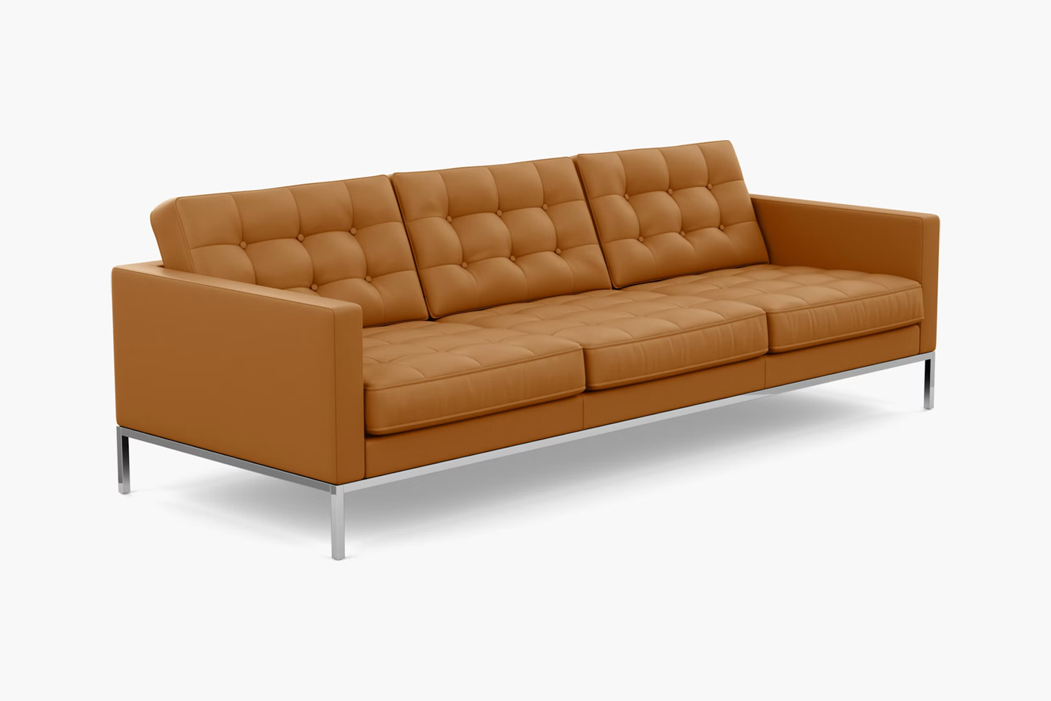 Classic Florence Knoll Relaxed Sofa in black Volo leather.
