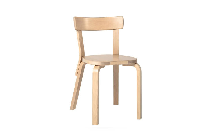 The Alvar Aalto-designed Chair 69 in natural birch wood.