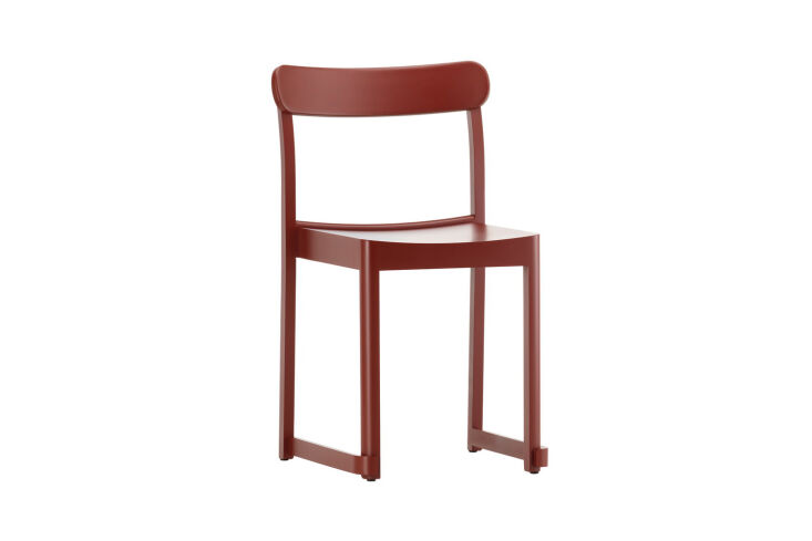 Artek Atelier Chair in a sophisticated dark red finish.
