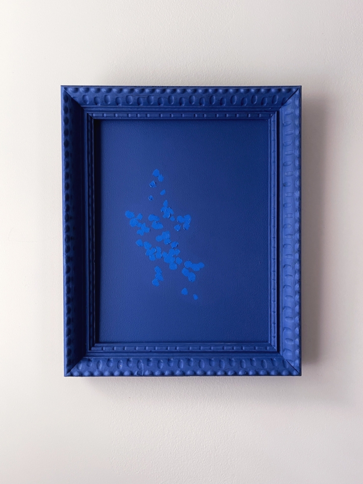 A minimalist painting by Carolyn Misterek presented in a clean, professionally finished frame.
