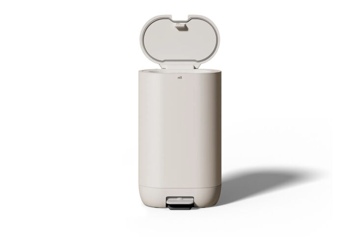 The large Mill Food Recycler, designed to look like a sleek kitchen trash bin.