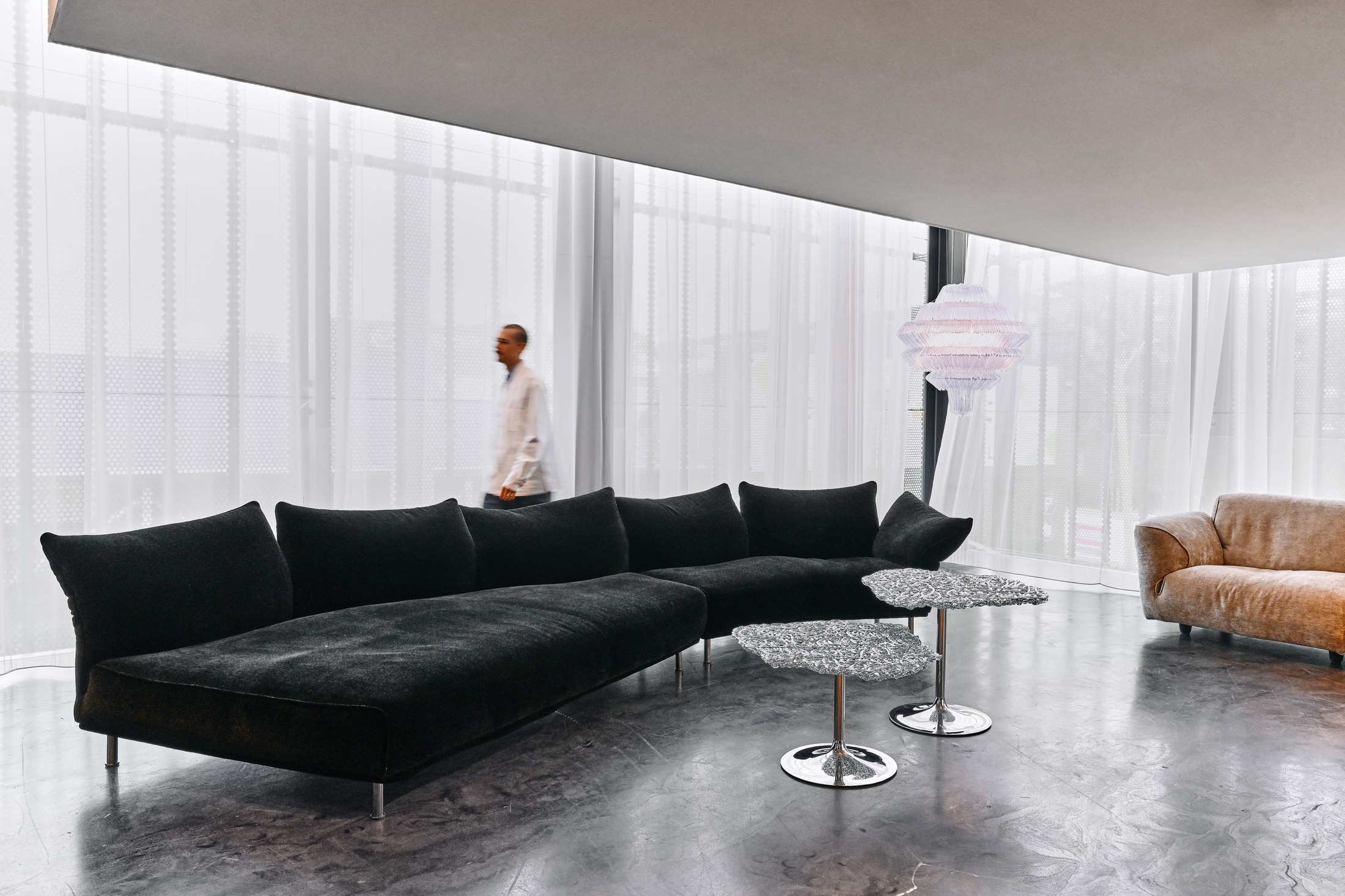 Complete modern living room set featuring curated designer furniture and professional spatial planning.