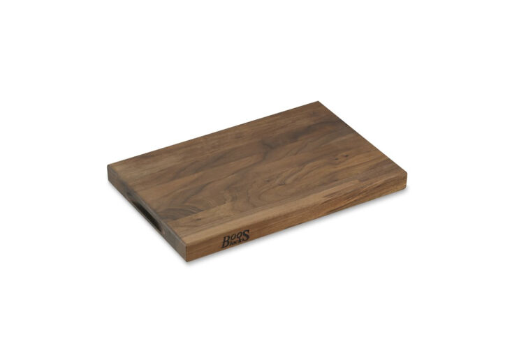 A thick, edge-grain walnut cutting board by John Boos.