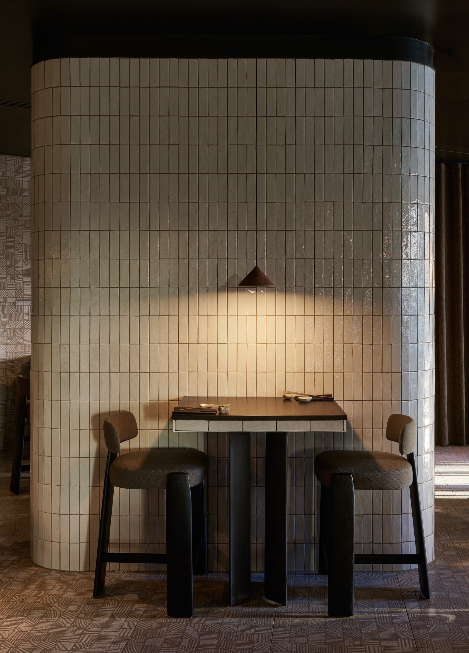 Mater Terra pendant lights installed in the Sticks'n'Sushi restaurant at Battersea Power Station.