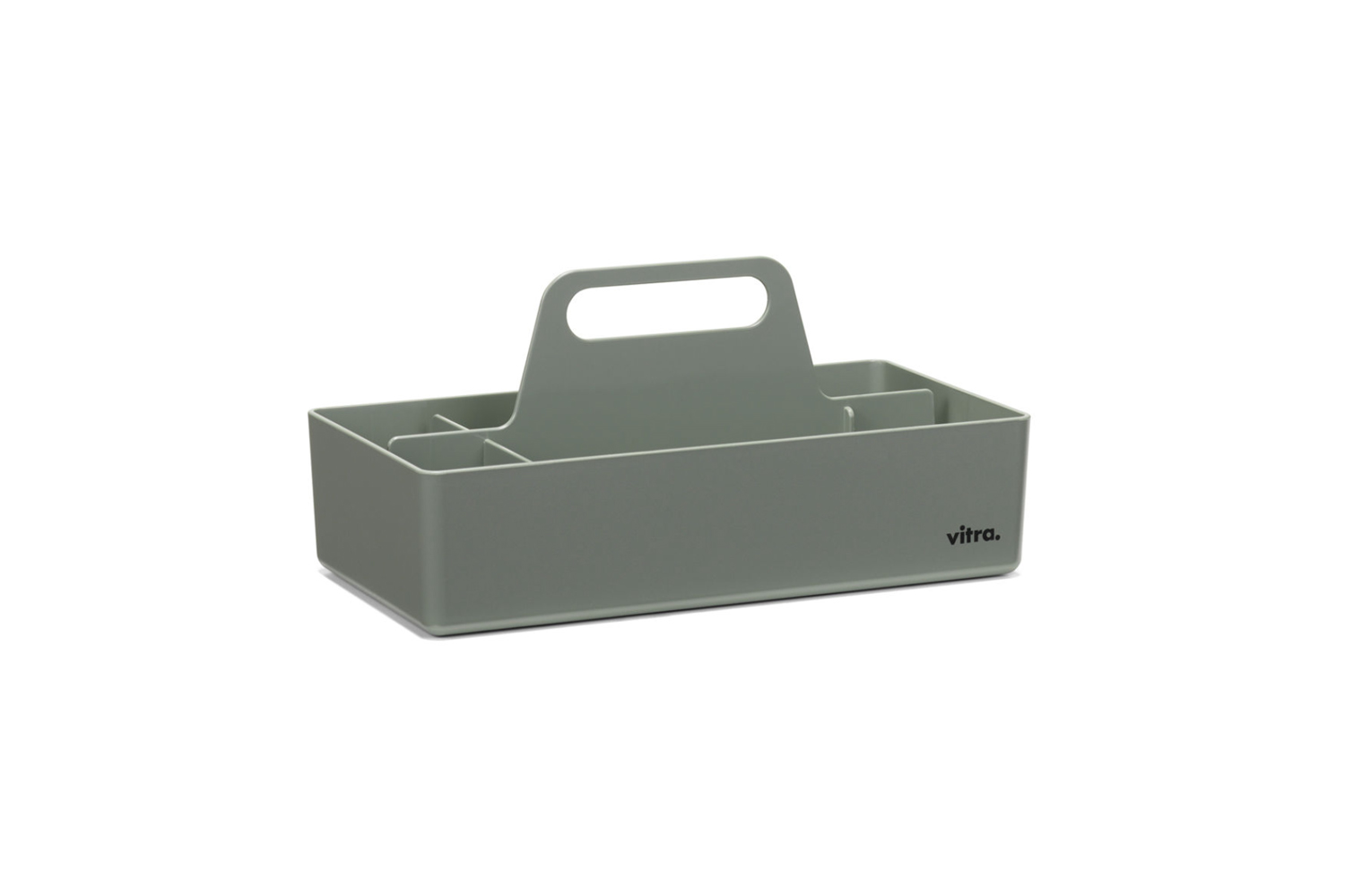 A colorful Vitra Toolbox by Arik Levy with multiple compartments for organization.