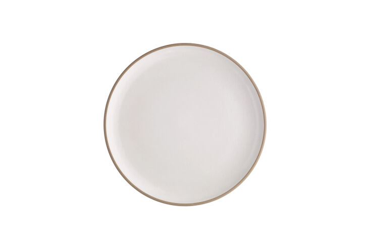 A round Opaque White Heath Ceramics Coupe Serving Platter.