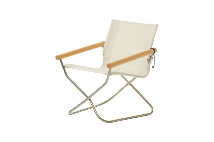 The Nychair X 80 with white canvas and stainless steel frame.