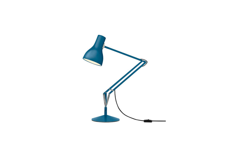 An Anglepoise Type 75 desk lamp in Saxon Blue.