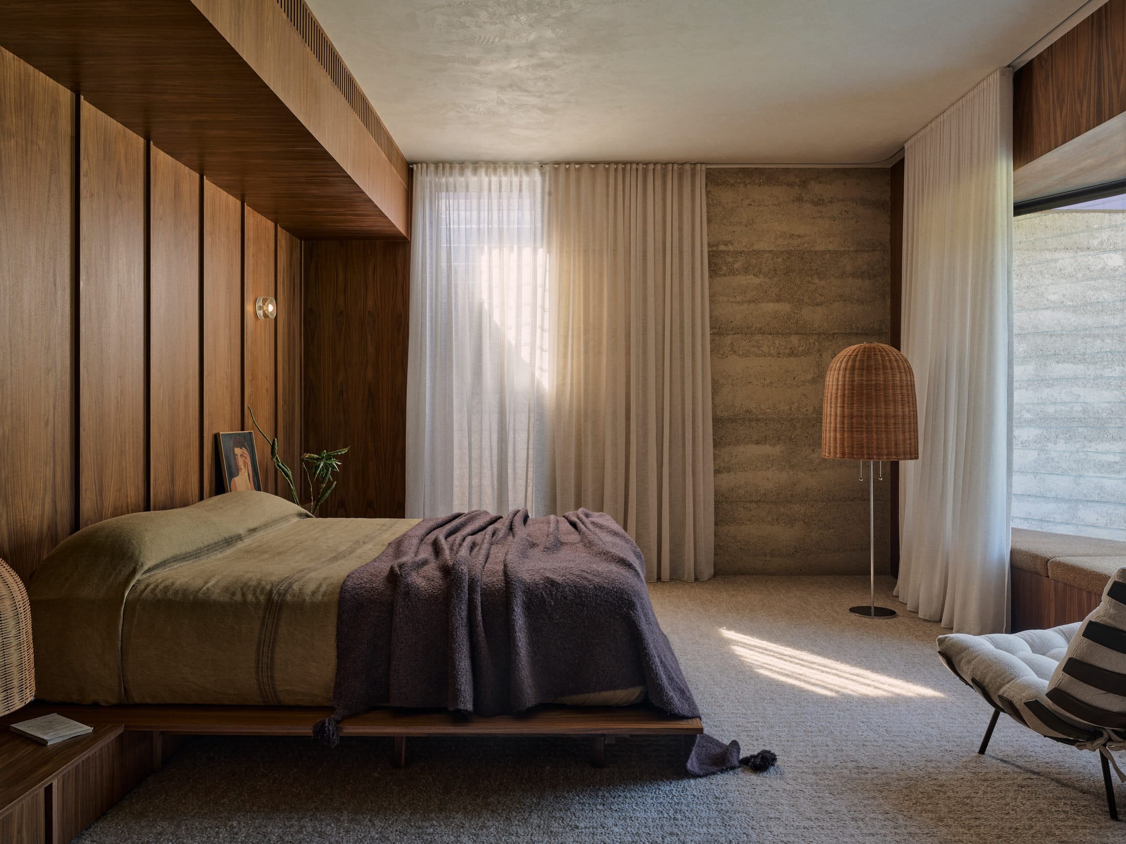 Detailed shot of natural stone and durable building materials used in the retreat.