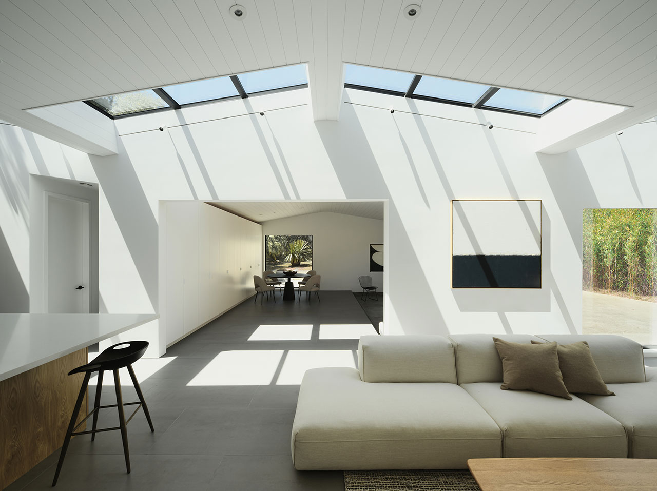 A backyard ADU in Silicon Valley showing Japanese-influenced design with clean lines and natural materials.
