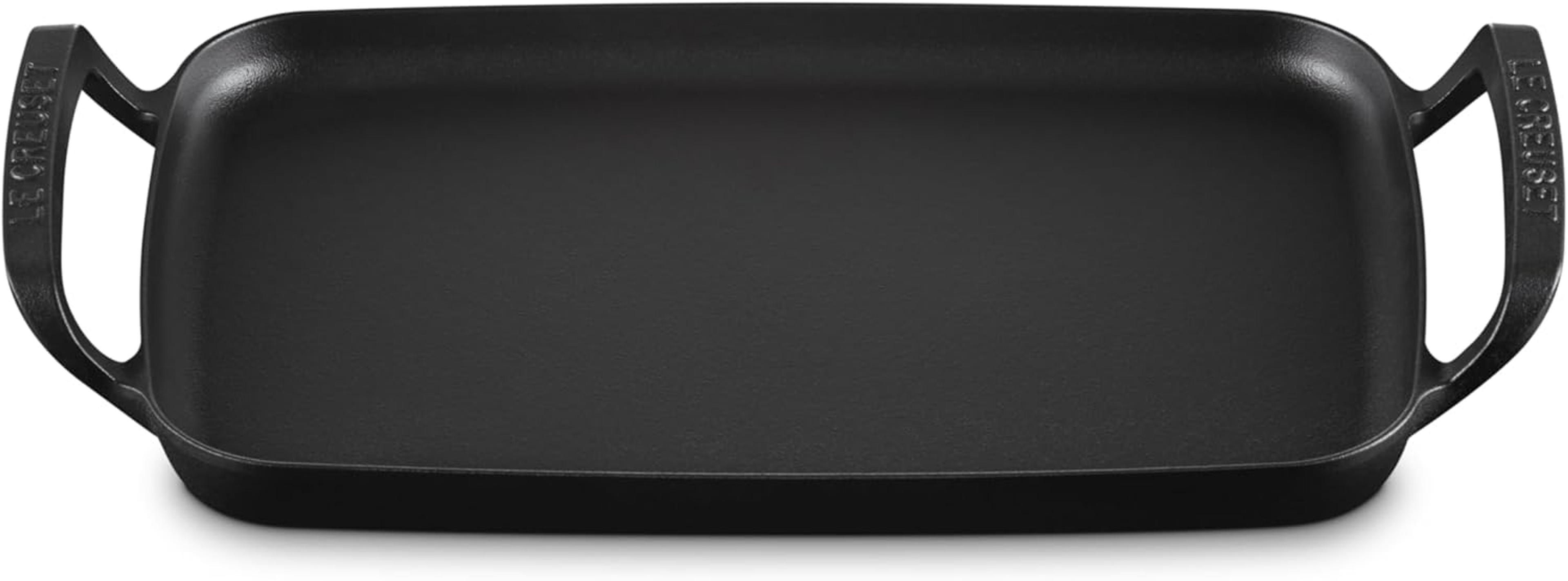 Le Creuset Alpine series cast iron skillet designed for outdoor and grill use.