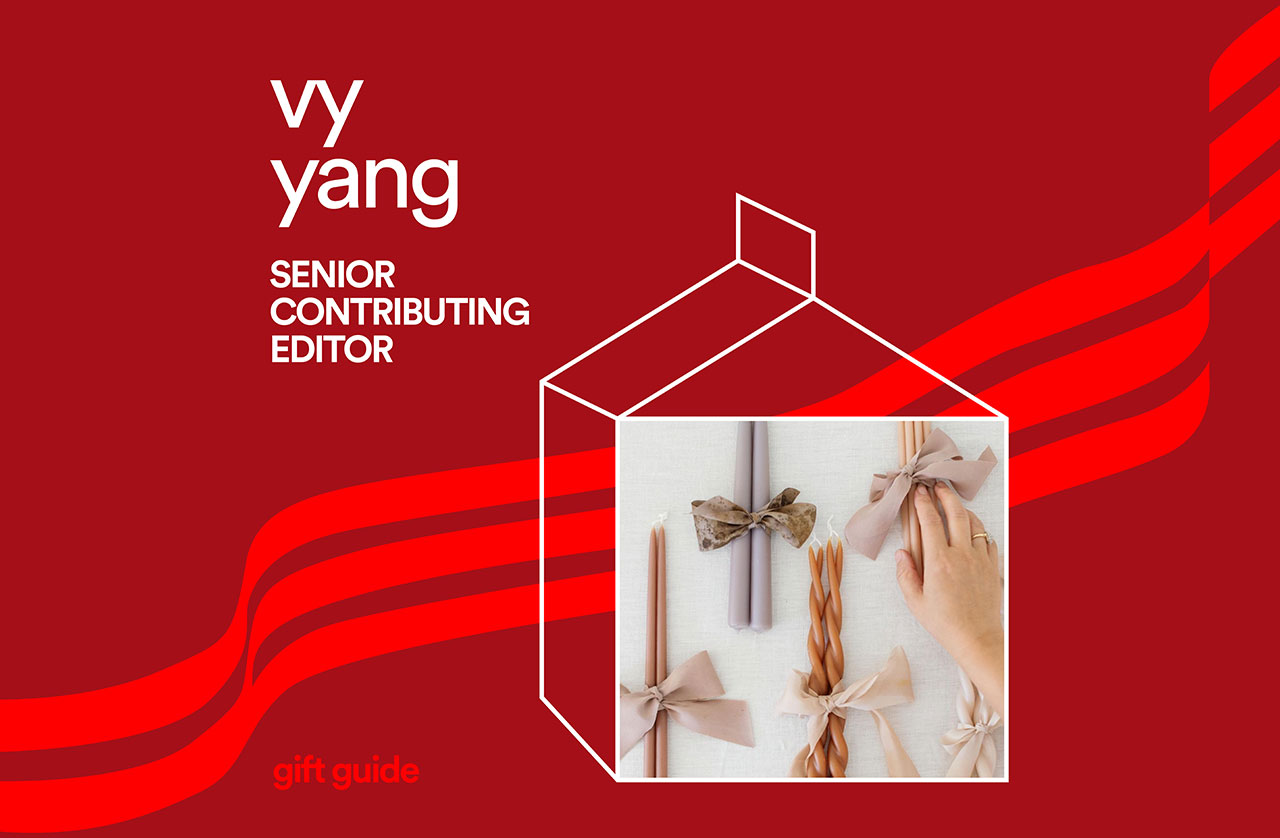 A graphic featuring the text '2024 Modern Gift Ideas From Senior Contributing Editor Vy Yang'.