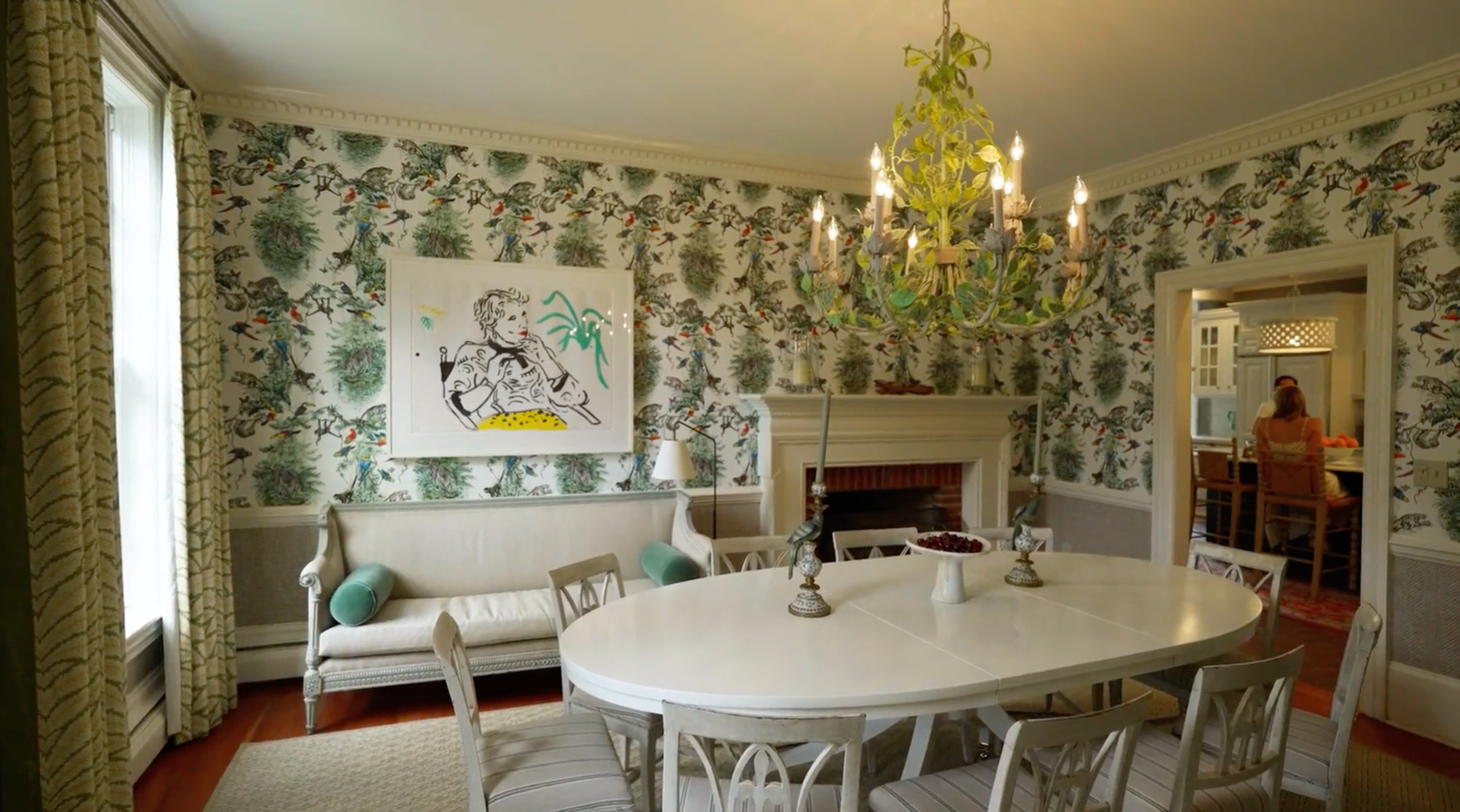 The dining room featuring artisanal furniture and a sophisticated, neutral color palette.