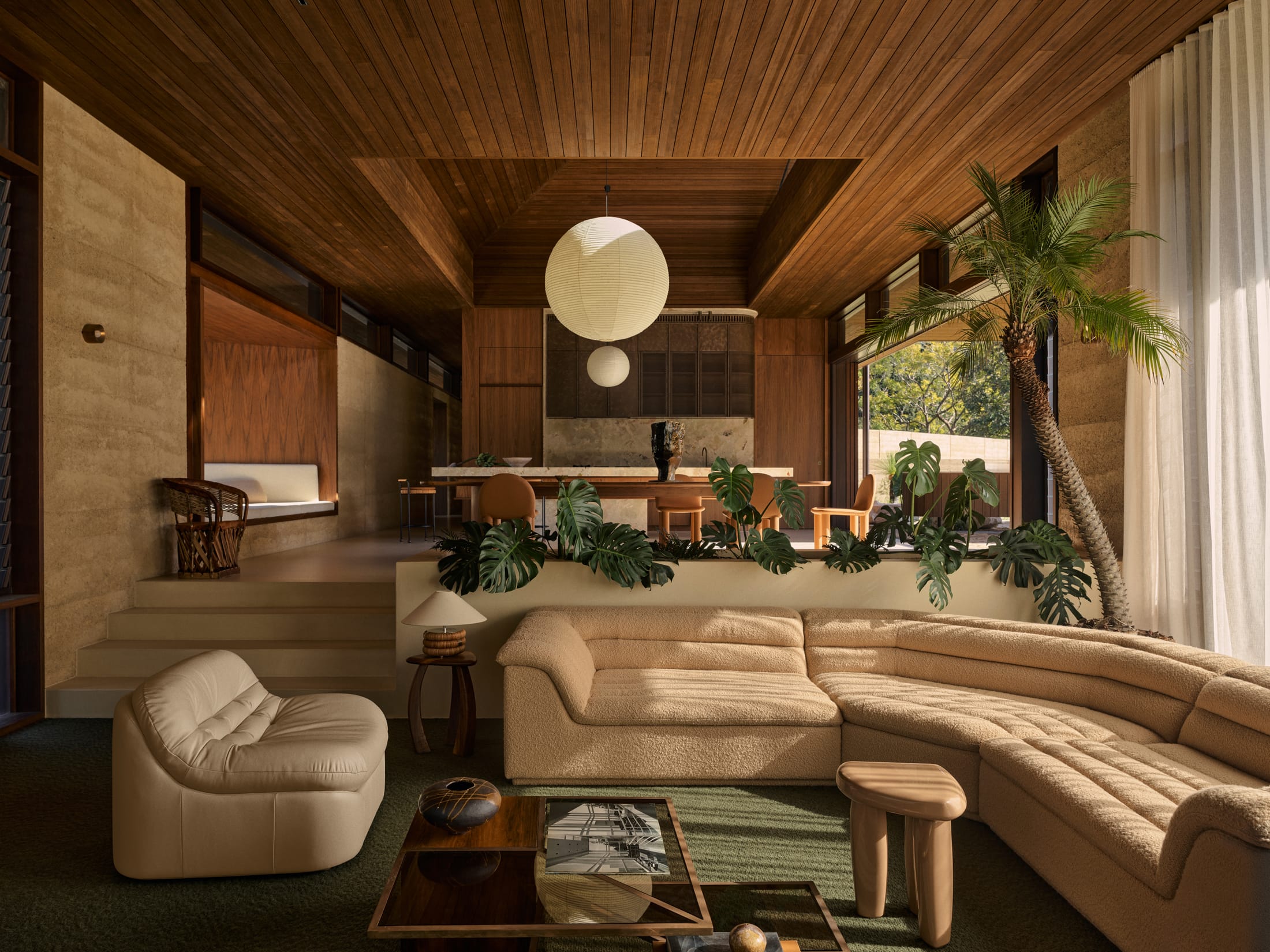 Interior of a bedroom at Finca Talluca featuring the Yoko Bed by Ellison Studios.