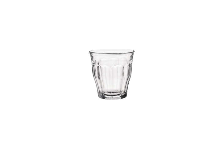 A set of six clear Duralex Picardie tempered glass wine glasses.