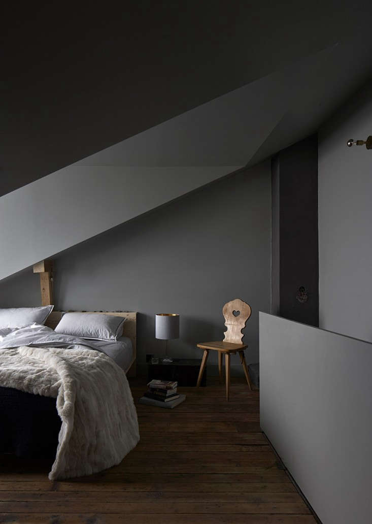 A single Tyrolean chair used as a sculptural accent in the Swish Chalet remodel by Jonathan Tuckey.