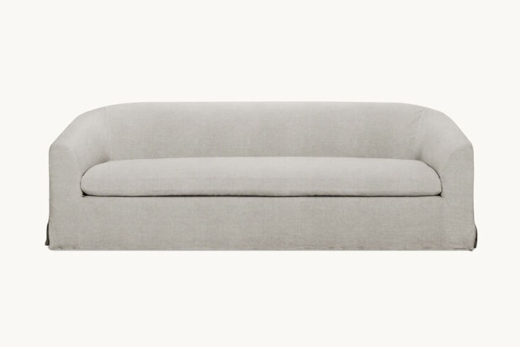 Sixpenny Ziki Sofa in Jasmine Rice Medium Weight Linen.
