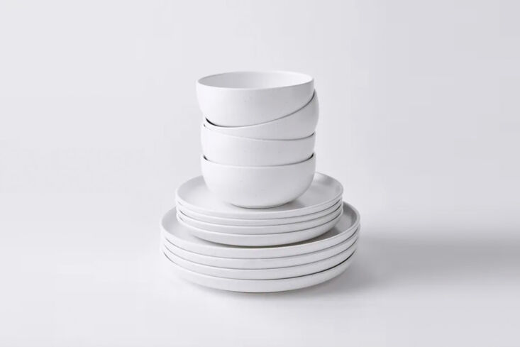 Close-up of a Casafina Pacifica stoneware plate showing its matte finish and robust build.