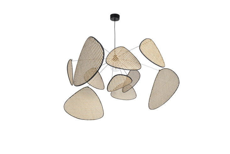 A Marketset Screen XL Chandelier made of natural woven material.