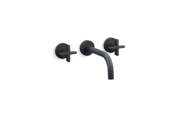 Kallista One wall-mounted faucet in a bold matte black finish.