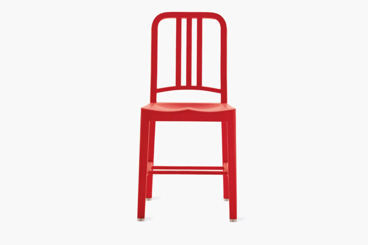 Red 111 Navy Chair made from recycled plastic bottles.