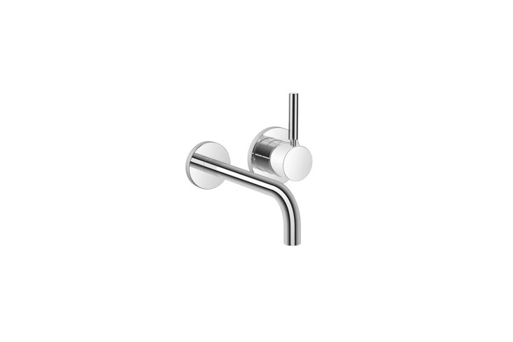 Dornbracht Meta wall-mounted faucet in a minimalist bathroom setting.
