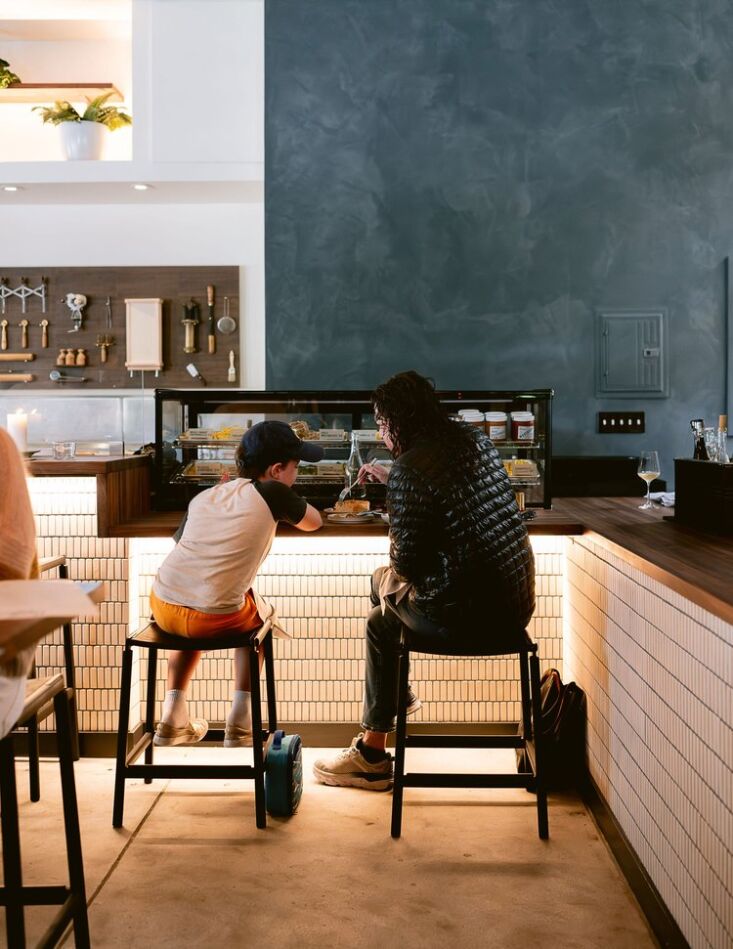 Full interior view of the Flour + Water Pasta Shop redesigned by Knowles Architect.
